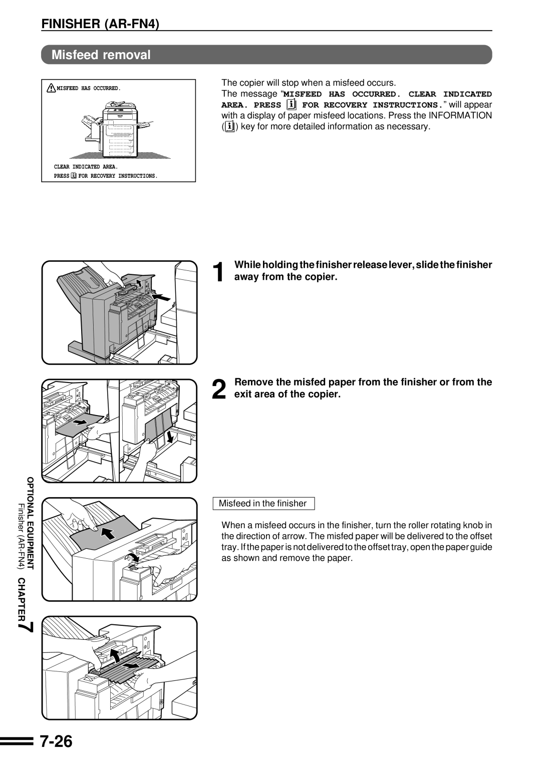 Sharp AR-C160 operation manual Misfeed removal 