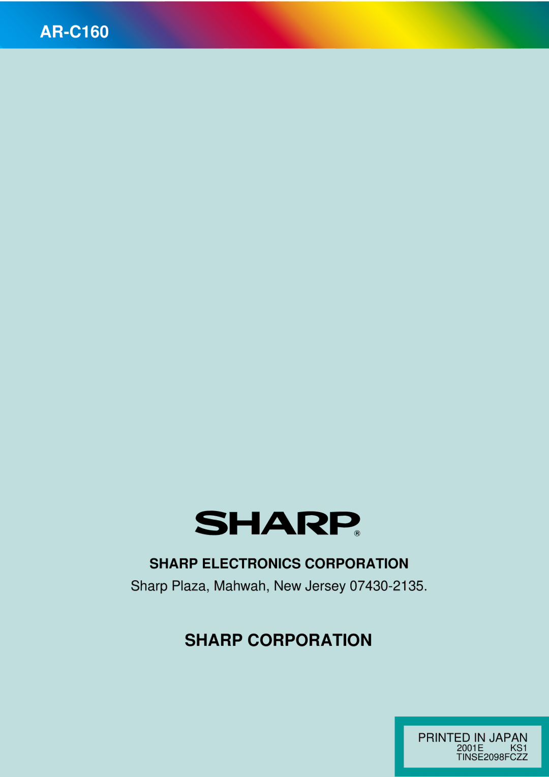 Sharp AR-C160 operation manual Sharp Corporation 