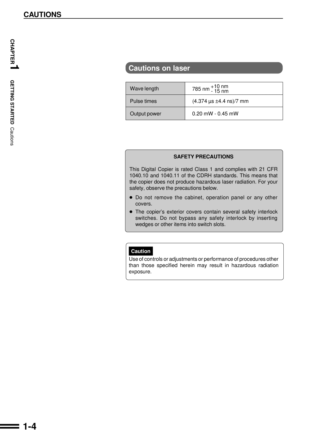 Sharp AR-C160 operation manual Safety Precautions 