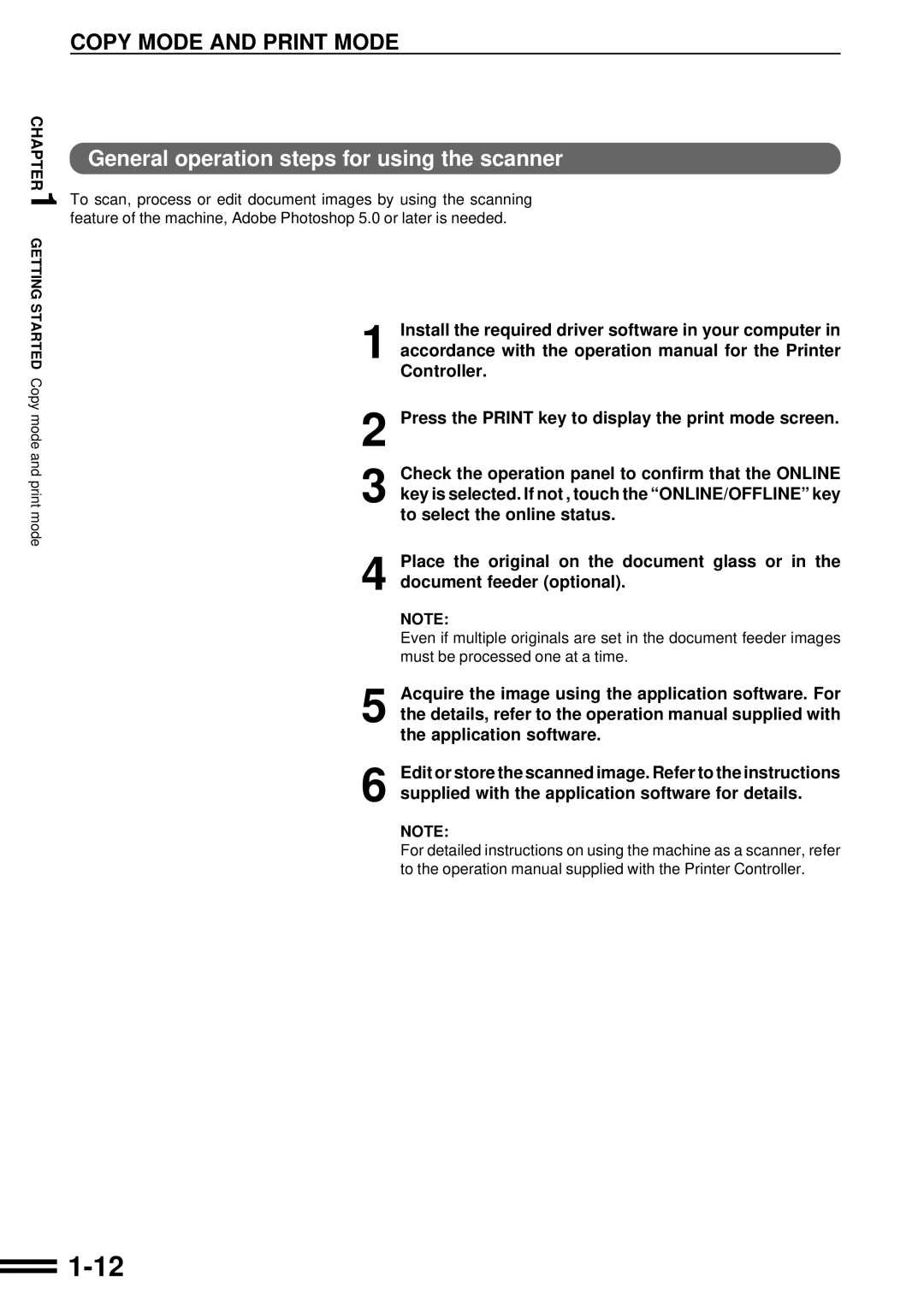 Sharp AR-C160 operation manual General operation steps for using the scanner 