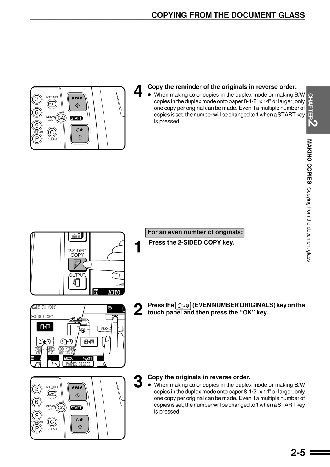 Sharp AR-C160 operation manual Copy the reminder of the originals in reverse order, Copy the originals in reverse order 