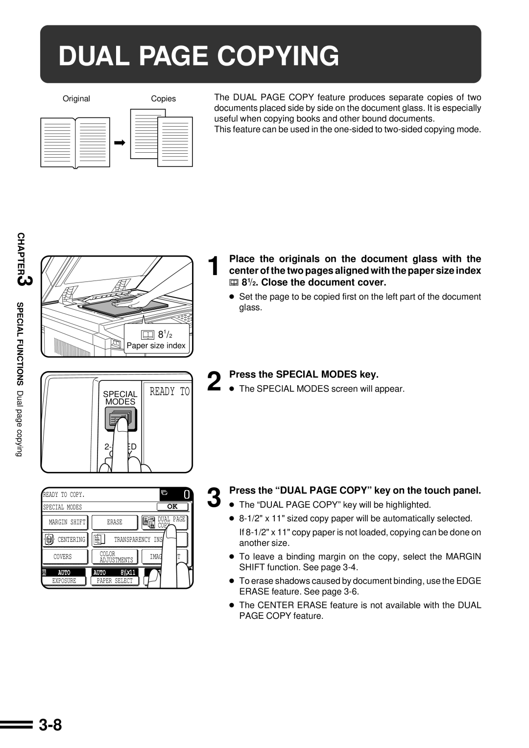 Sharp AR-C160 operation manual Dual page Copying 