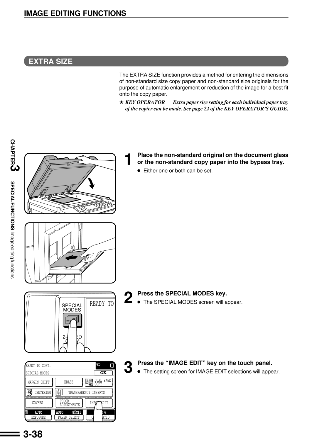 Sharp AR-C160 operation manual Either one or both can be set, Setting screen for Image Edit selections will appear 