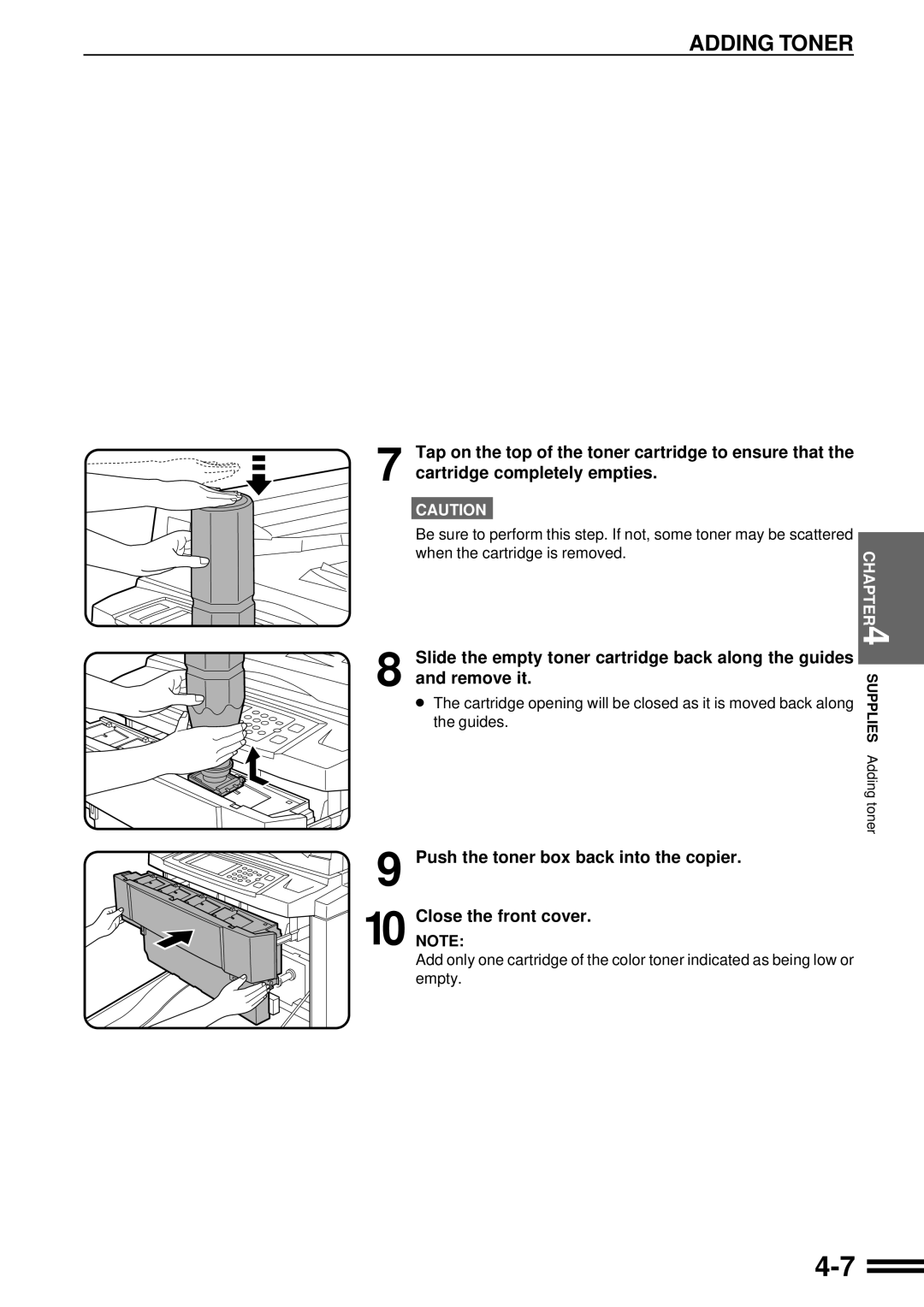 Sharp AR-C160 operation manual Supplies Adding toner 