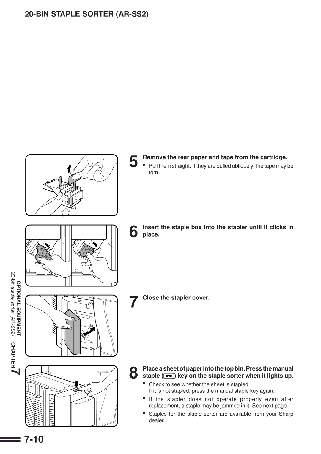 Sharp AR-C250 operation manual Remove the rear paper and tape from the cartridge 