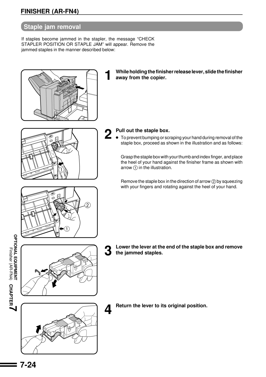 Sharp AR-C250 operation manual Staple jam removal 