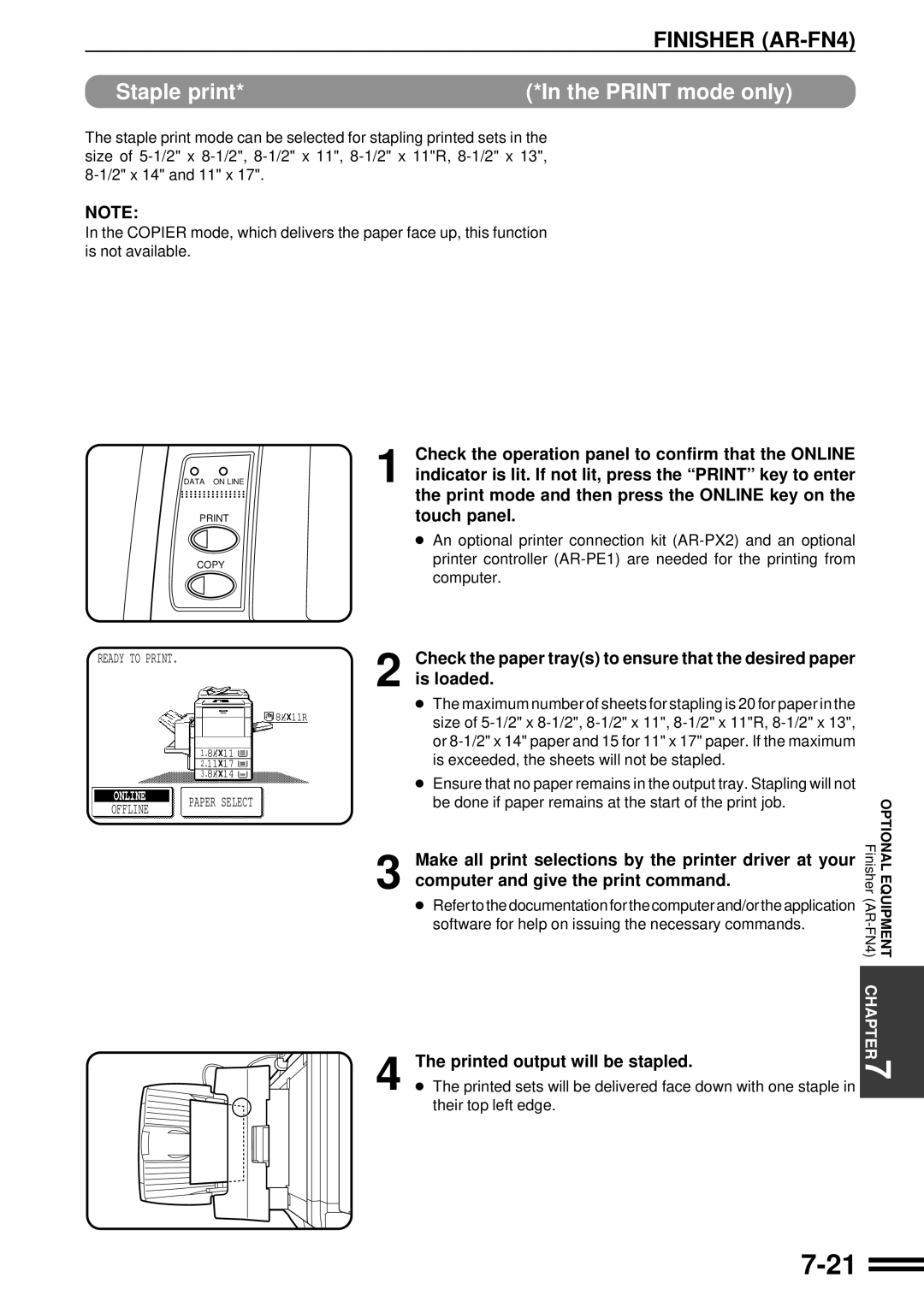 Sharp AR-C250 operation manual Staple print 