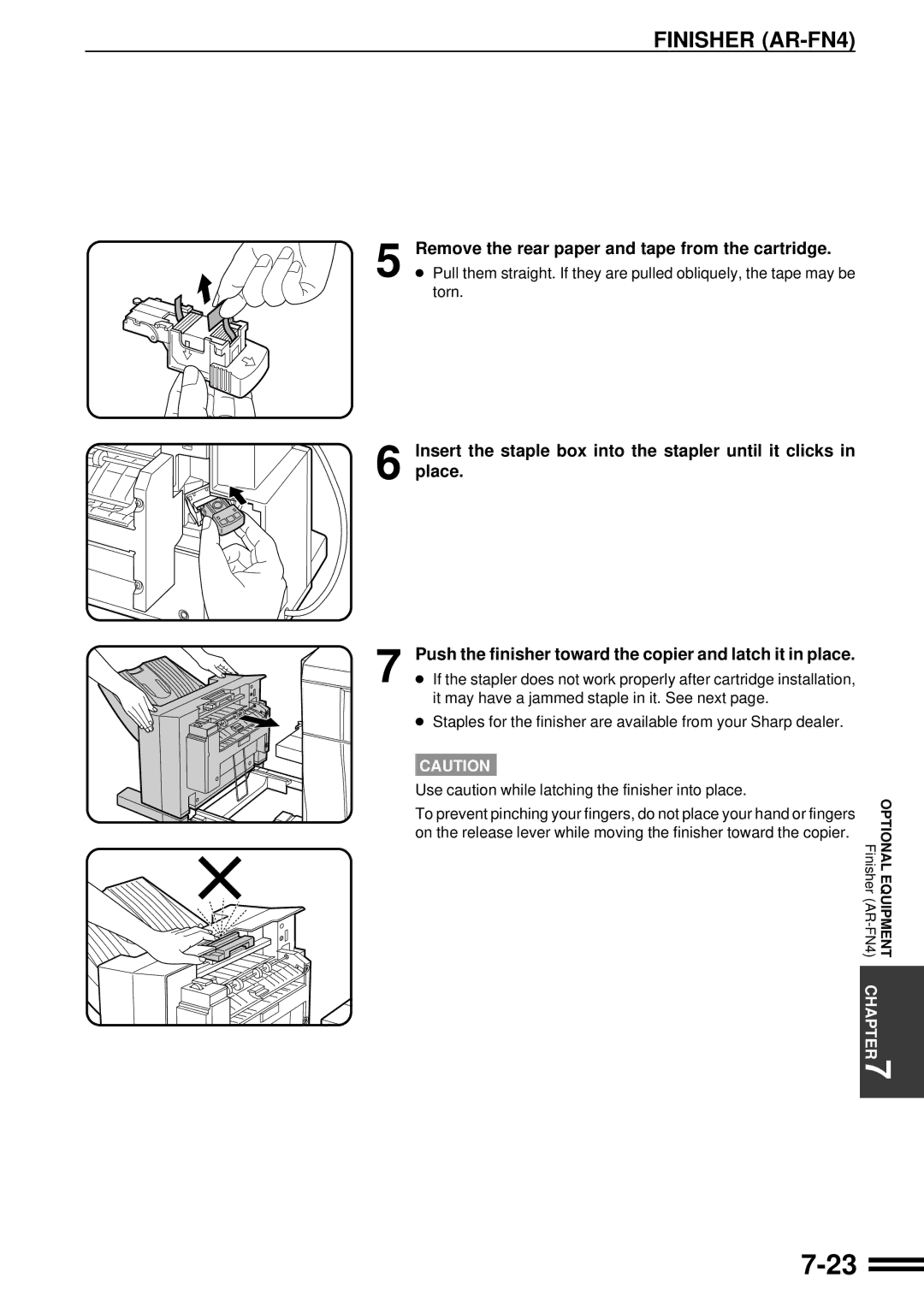 Sharp AR-C250 operation manual Remove the rear paper and tape from the cartridge 