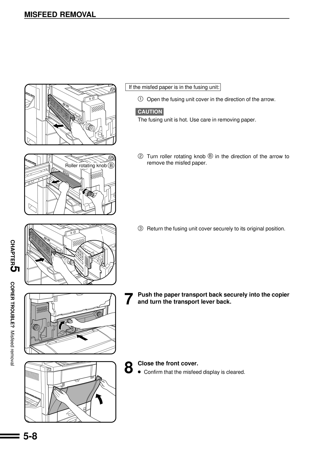 Sharp AR-C250 operation manual Remove the misfed paper 