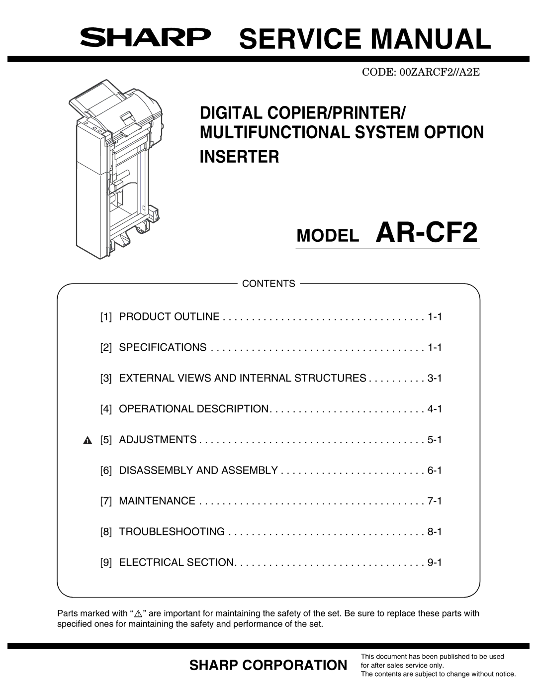 Sharp AR-CF2 service manual Sharp Corporation 