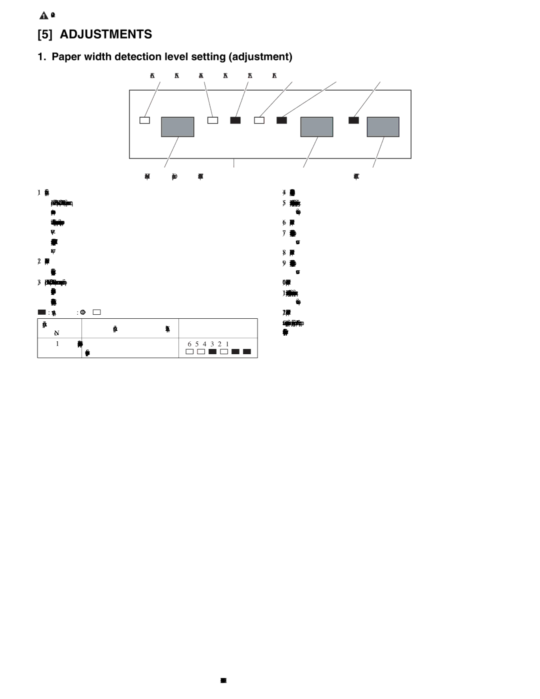 Sharp service manual Paper width detection level setting adjustment, Led, Off, AR-CF2 Adjustments 5 