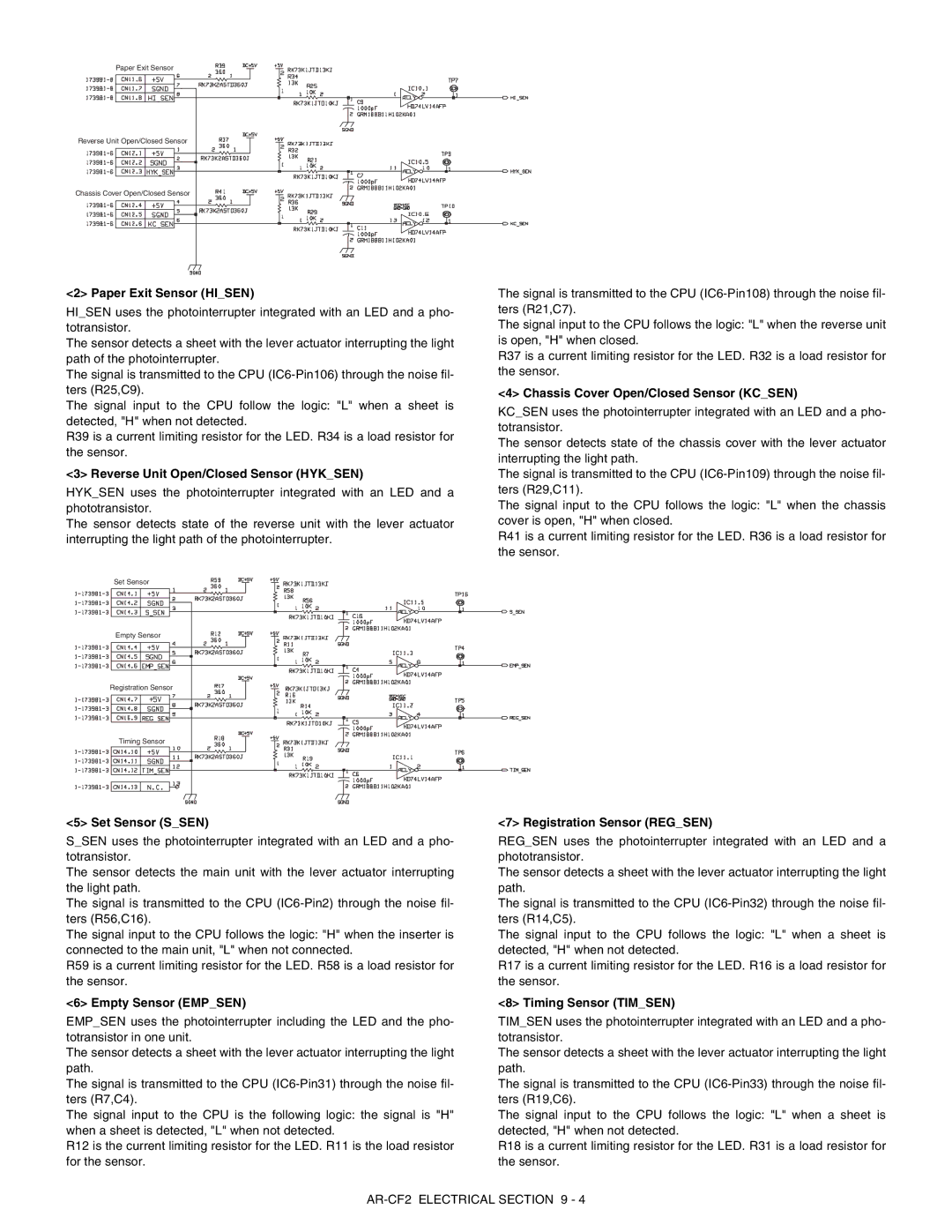 Sharp AR-CF2 service manual Paper Exit Sensor Hisen 