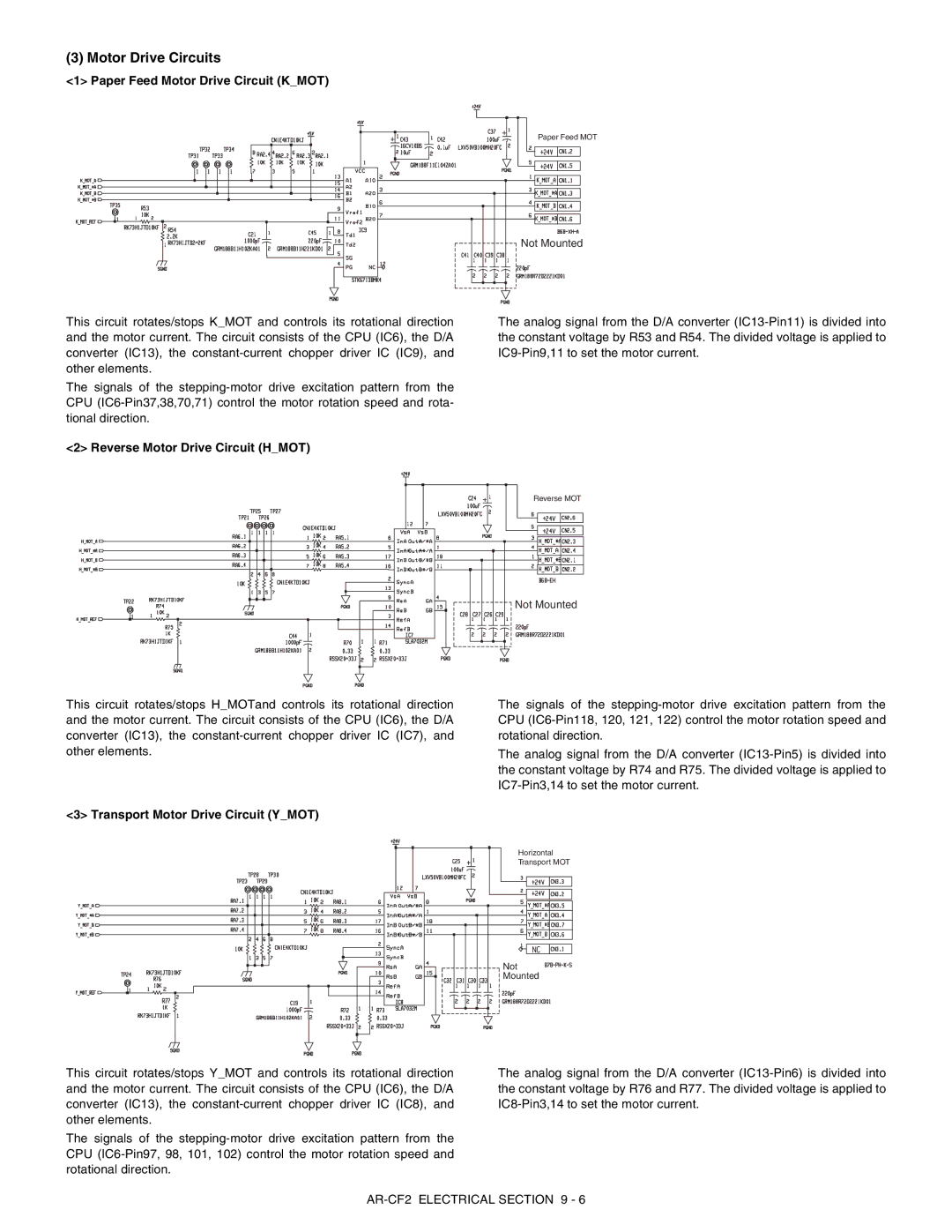 Sharp AR-CF2 service manual Motor Drive Circuits, Paper Feed Motor Drive Circuit Kmot 