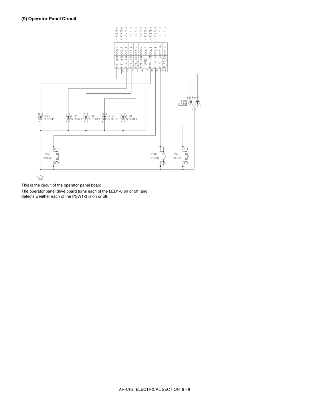 Sharp AR-CF2 service manual Operator Panel Circuit 