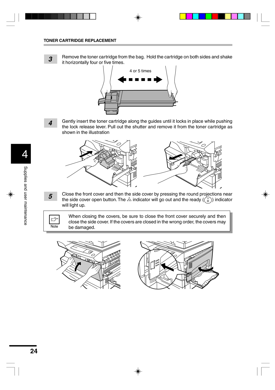 Sharp AR-F152 operation manual Toner Cartridge Replacement 