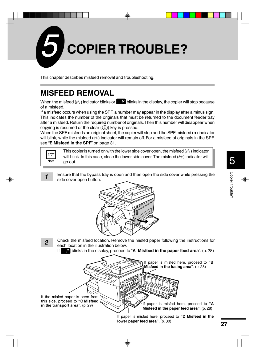 Sharp AR-F152 operation manual Copier Trouble?, Misfeed Removal 