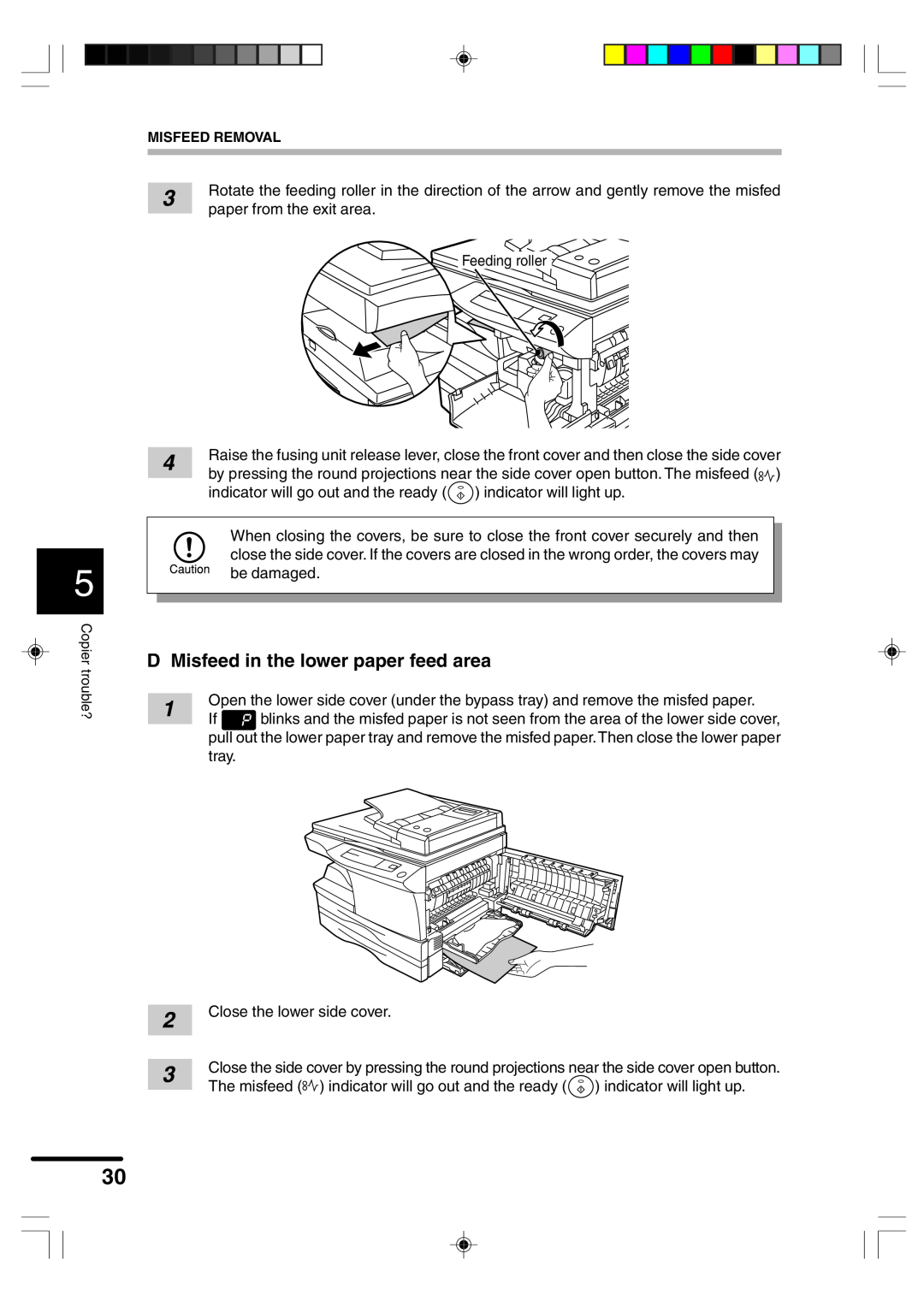 Sharp AR-F152 operation manual D Misfeed in the lower paper feed area 
