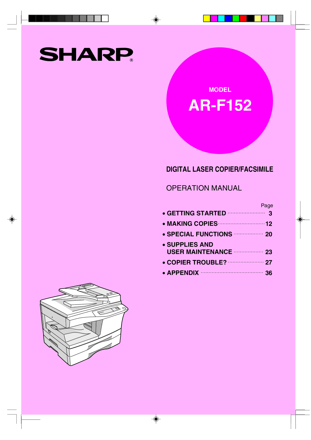 Sharp AR-F152 operation manual 