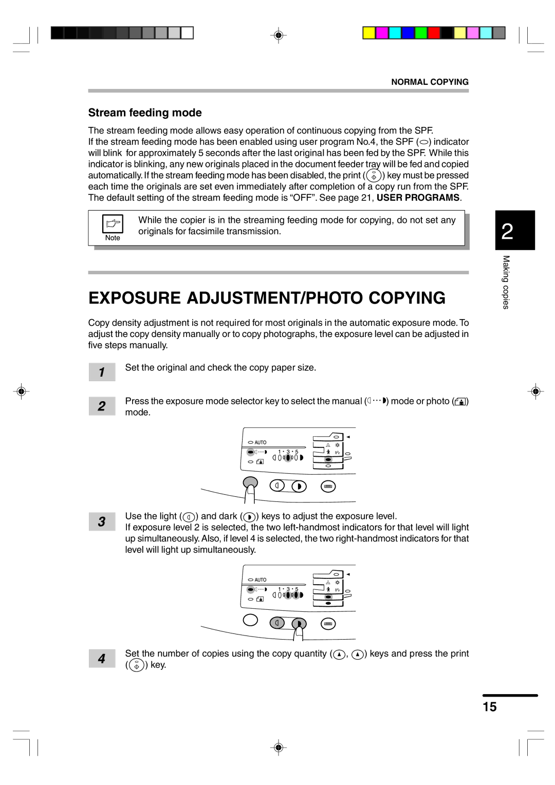 Sharp AR-F152 operation manual Exposure ADJUSTMENT/PHOTO Copying, Stream feeding mode 