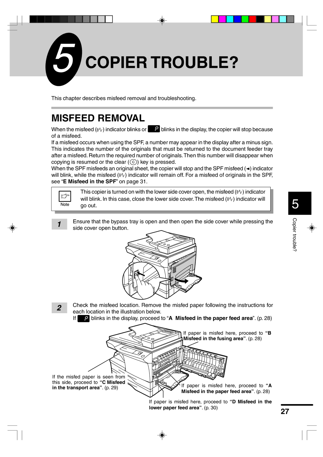 Sharp AR-F152 operation manual Copier TROUBLE?, Misfeed Removal 