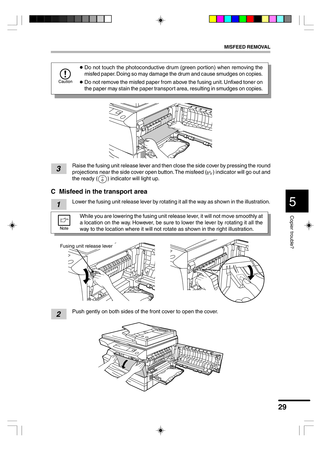 Sharp AR-F152 operation manual Misfeed in the transport area 