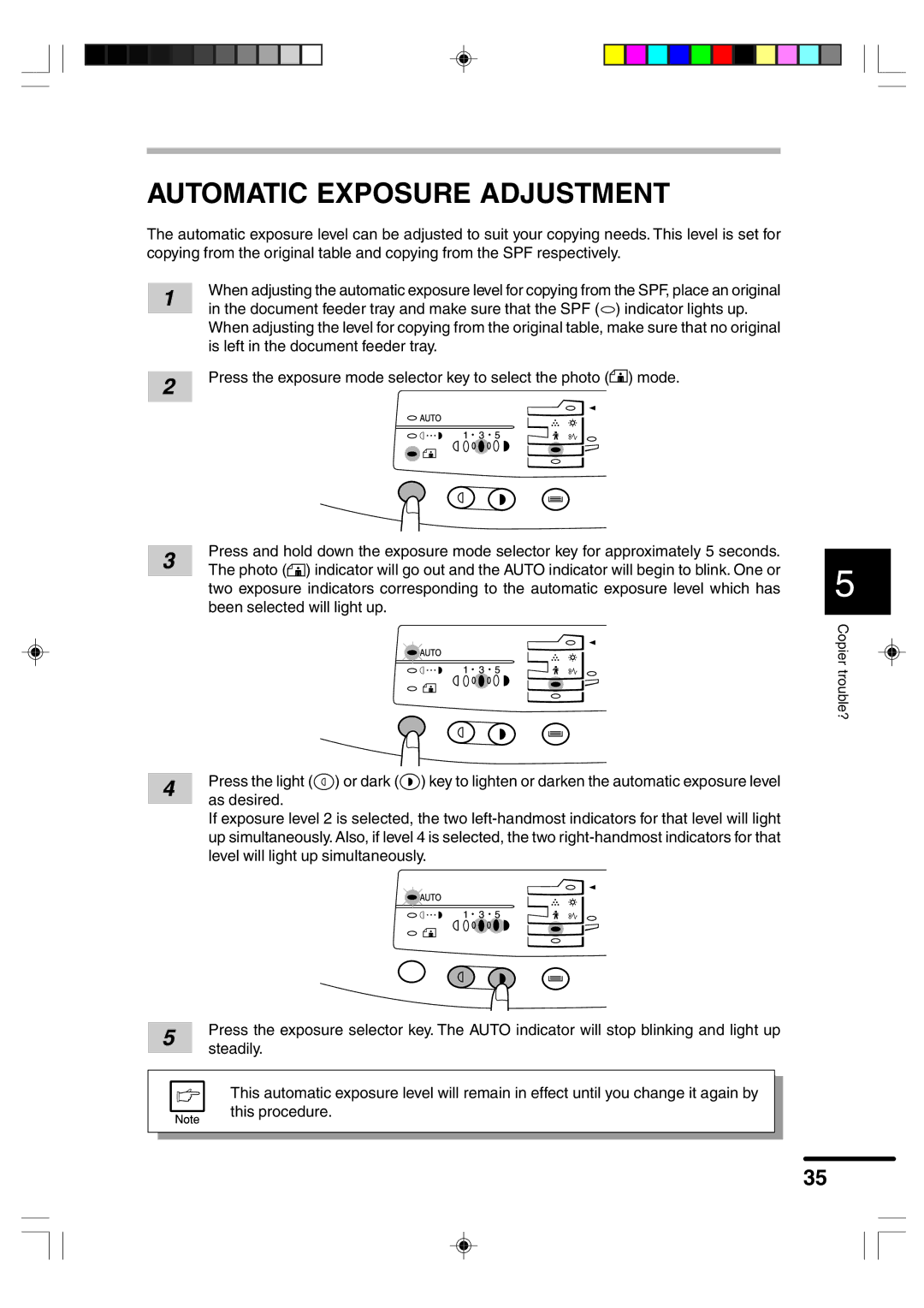 Sharp AR-F152 operation manual Automatic Exposure Adjustment 