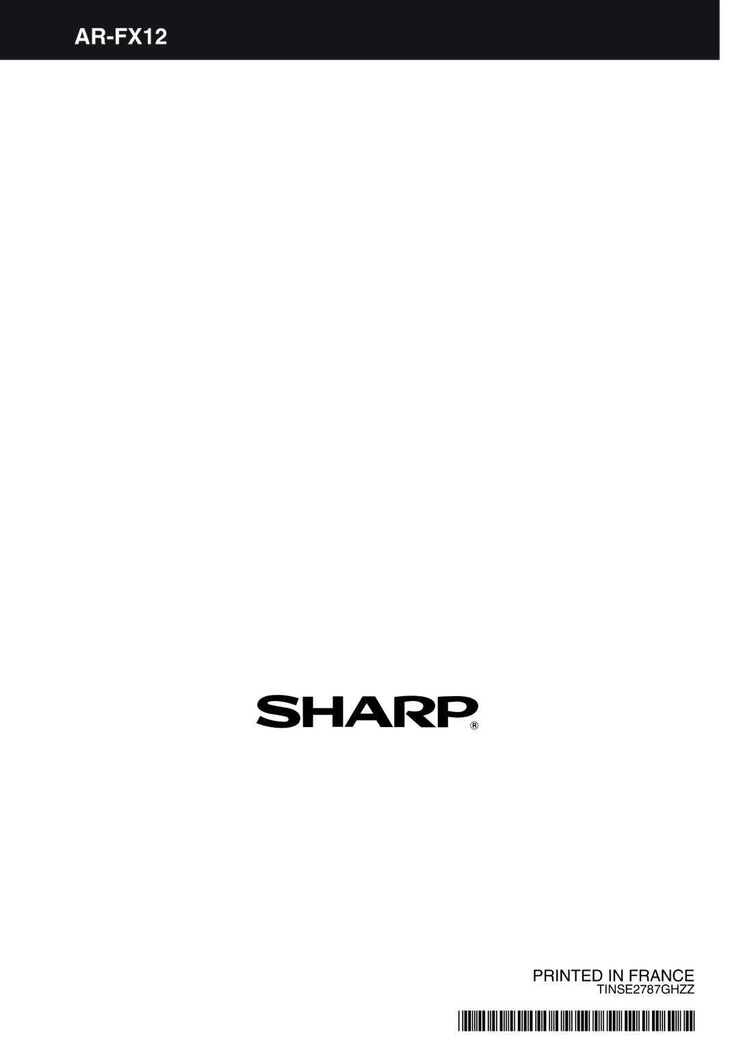 Sharp AR-FX12 operation manual TINSE2787GHZZ 