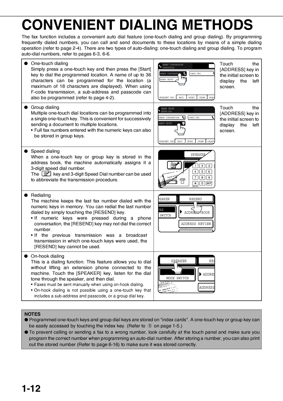 Sharp AR-FX12 operation manual Convenient Dialing Methods 