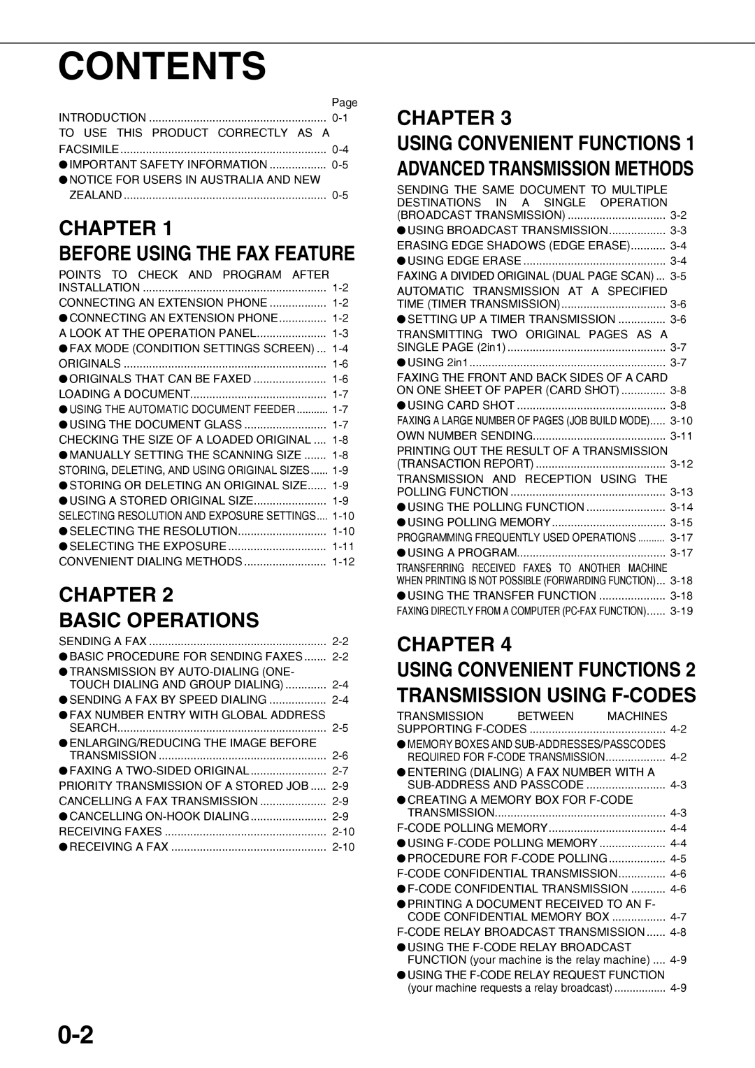 Sharp AR-FX12 operation manual Contents 