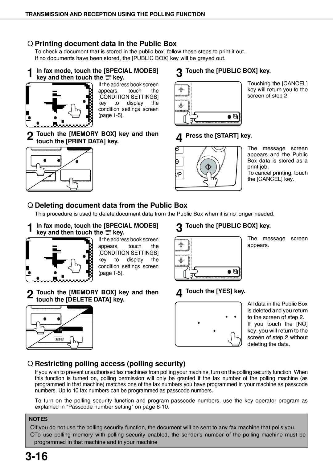 Sharp AR-FX12 operation manual Printing document data in the Public Box, Deleting document data from the Public Box 