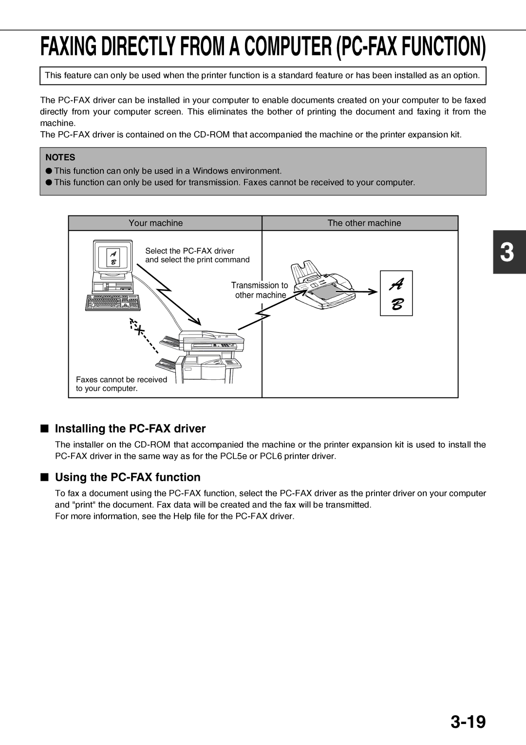 Sharp AR-FX12 operation manual Installing the PC-FAX driver, Using the PC-FAX function 