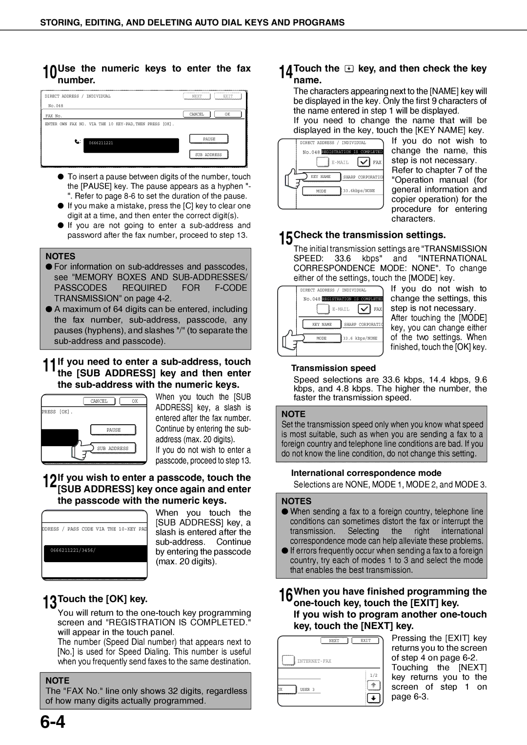 Sharp AR-FX12 operation manual 10Use the numeric keys to enter the fax number, 14Touchname. the key, and then check the key 