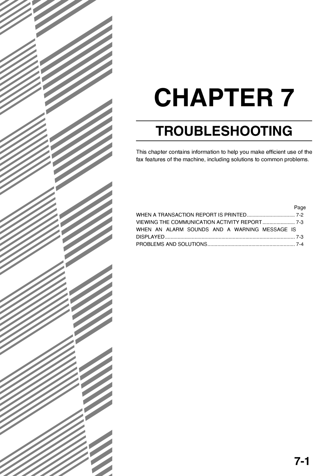 Sharp AR-FX12 operation manual Troubleshooting 