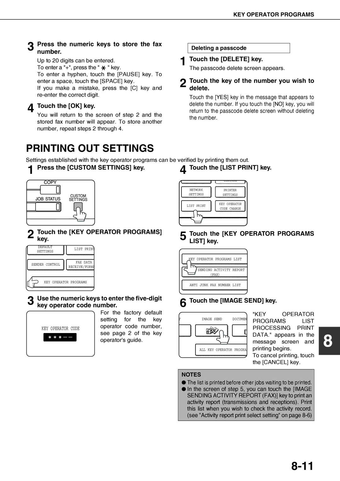 Sharp AR-FX12 operation manual Printing OUT Settings 