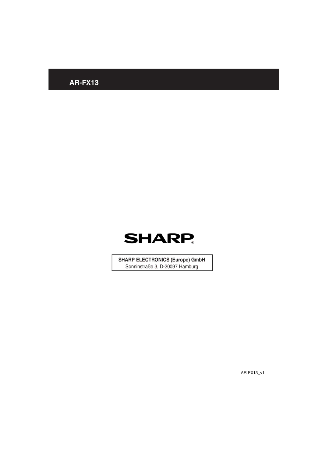 Sharp appendix Sharp Electronics Europe GmbH, AR-FX13v1 