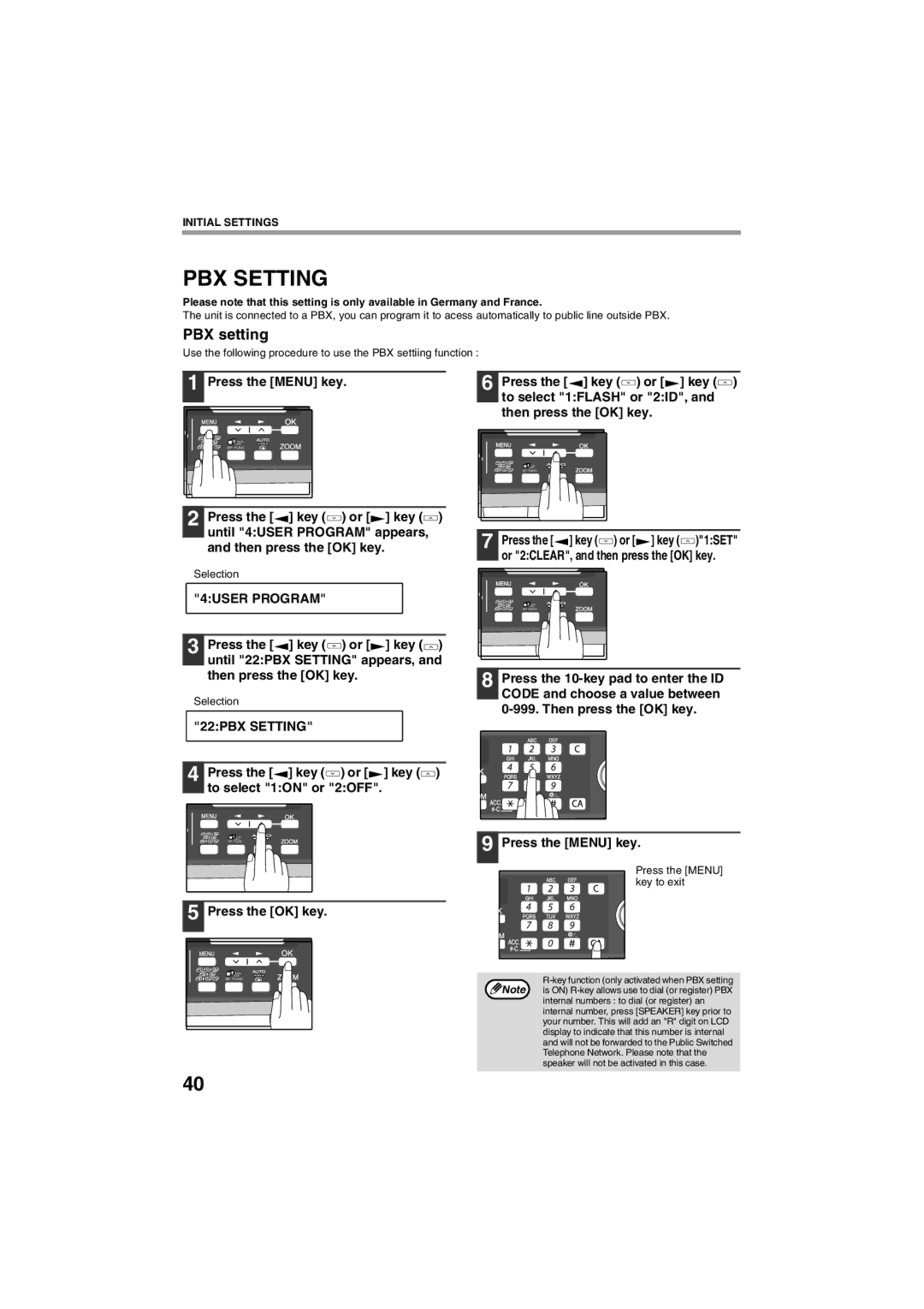 Sharp AR-FX13 appendix PBX setting, 22PBX Setting 