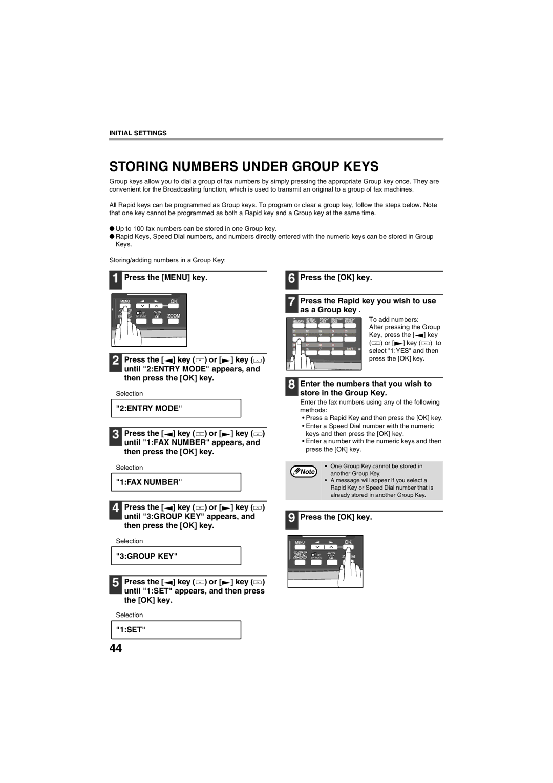 Sharp AR-FX13 Storing Numbers Under Group Keys, 3GROUP KEY, Enter the numbers that you wish to store in the Group Key 