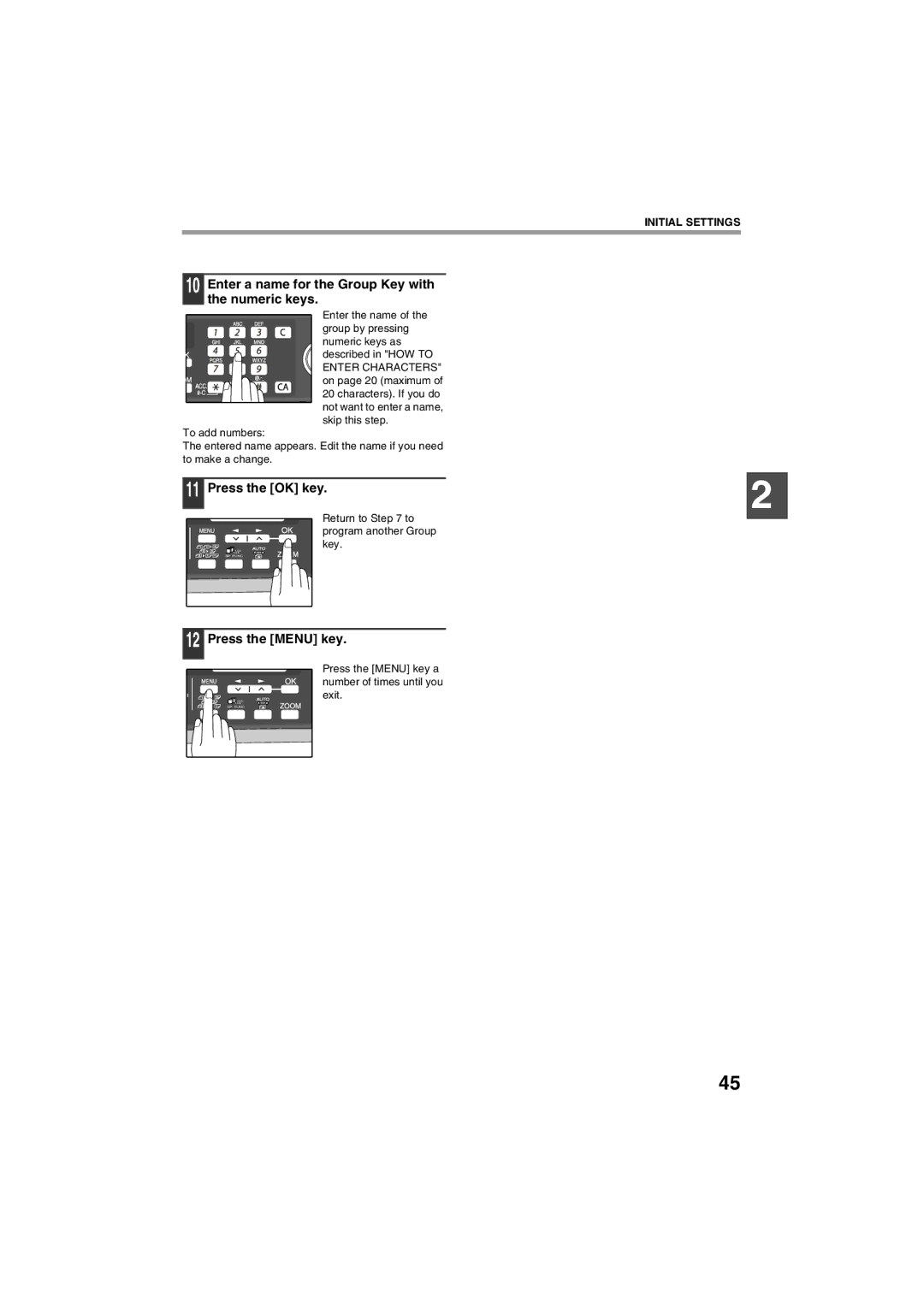 Sharp AR-FX13 appendix Enter a name for the Group Key with the numeric keys, Numeric keys as Described in HOW to 