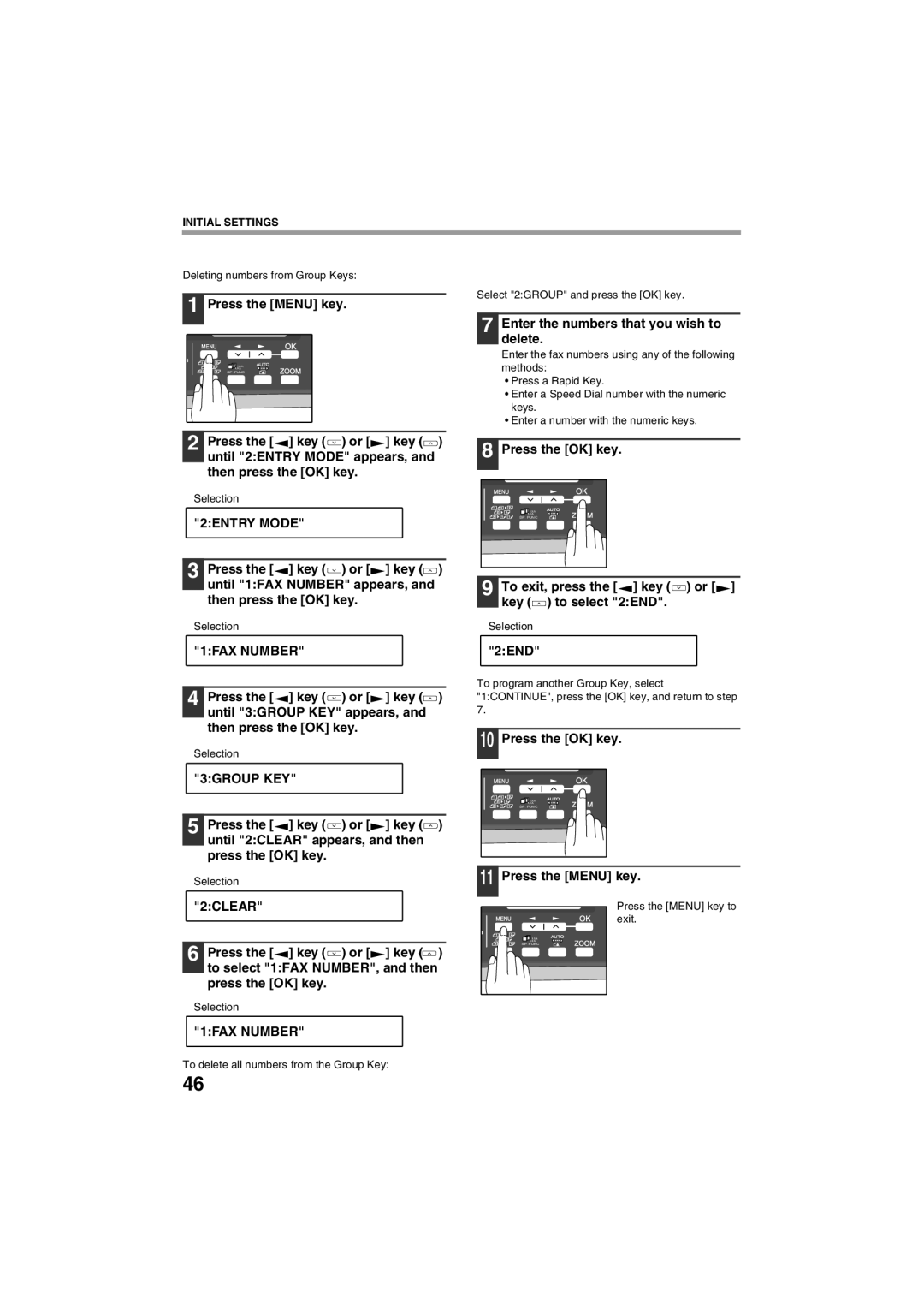 Sharp AR-FX13 appendix Enter the numbers that you wish to delete, To exit, press the key or key to select 2END 