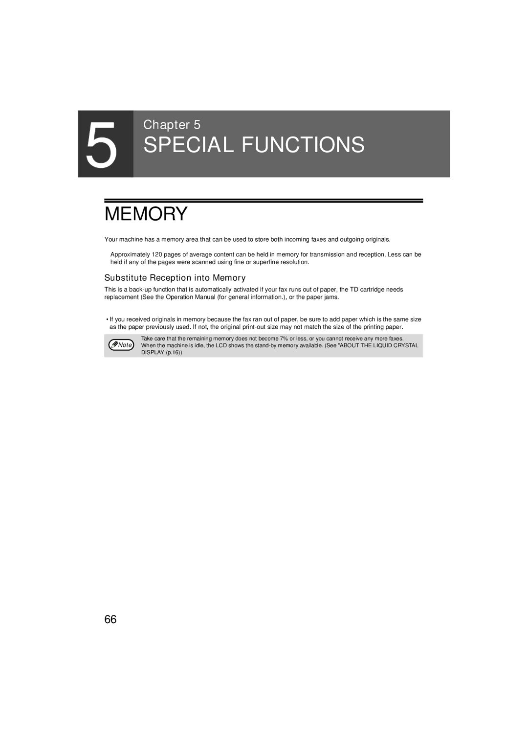 Sharp AR-FX13 appendix Substitute Reception into Memory 