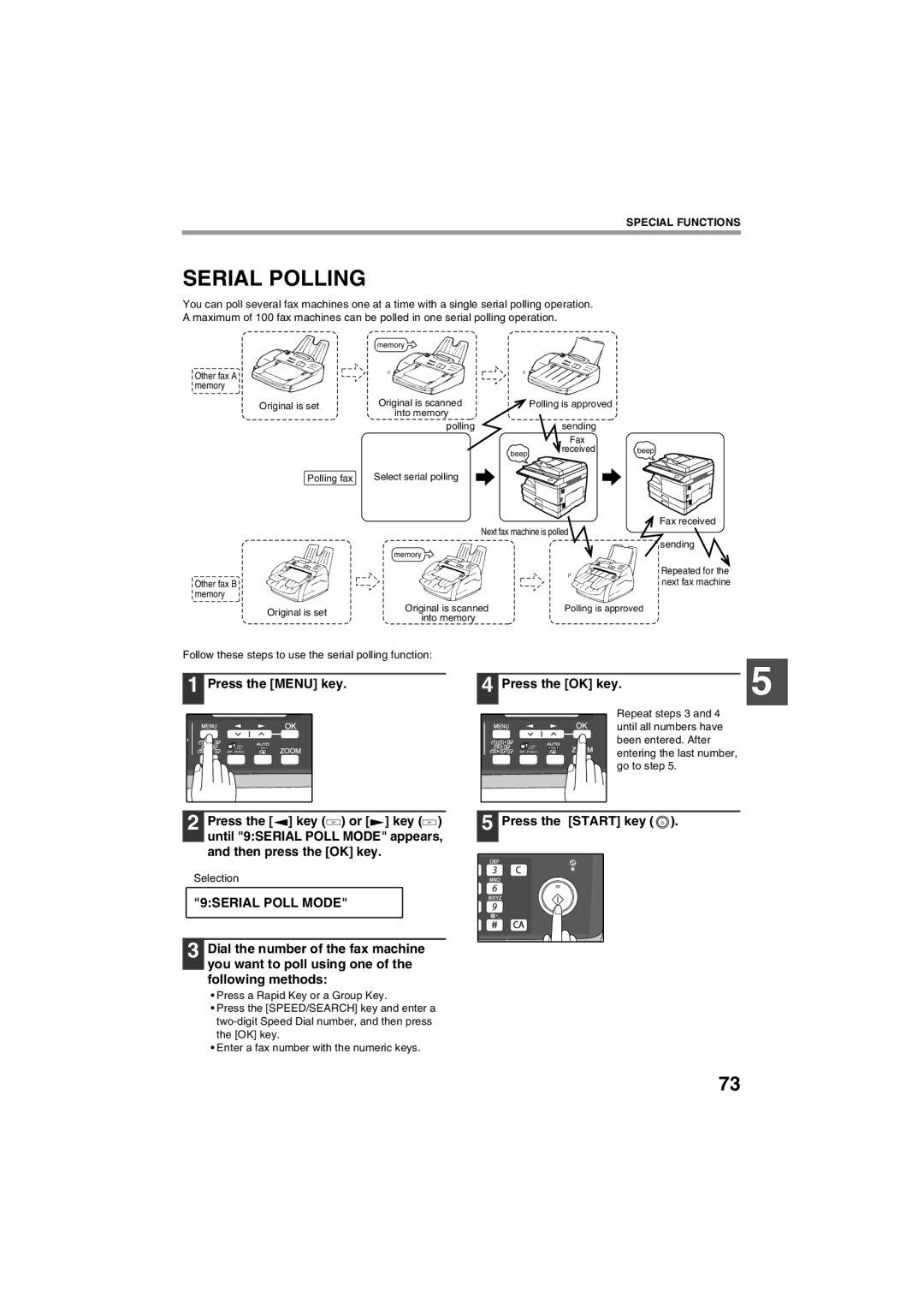 Sharp AR-FX13 appendix Serial Polling, 9SERIAL Poll Mode, Follow these steps to use the serial polling function 