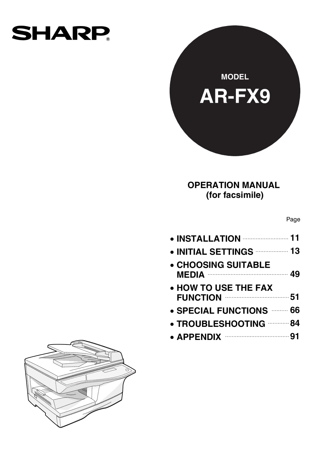 Sharp AR-FX9 manual 