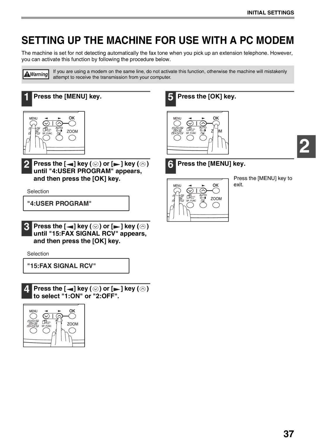 Sharp AR-FX9 manual Setting UP the Machine for USE with a PC Modem, 15FAX Signal RCV 