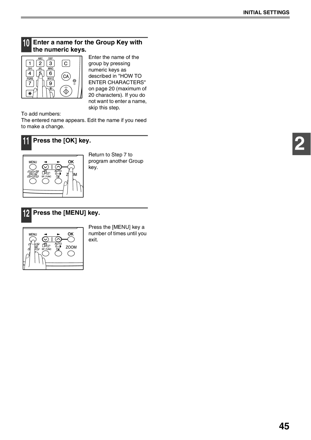 Sharp AR-FX9 manual Enter a name for the Group Key with the numeric keys, Return to to program another Group key 