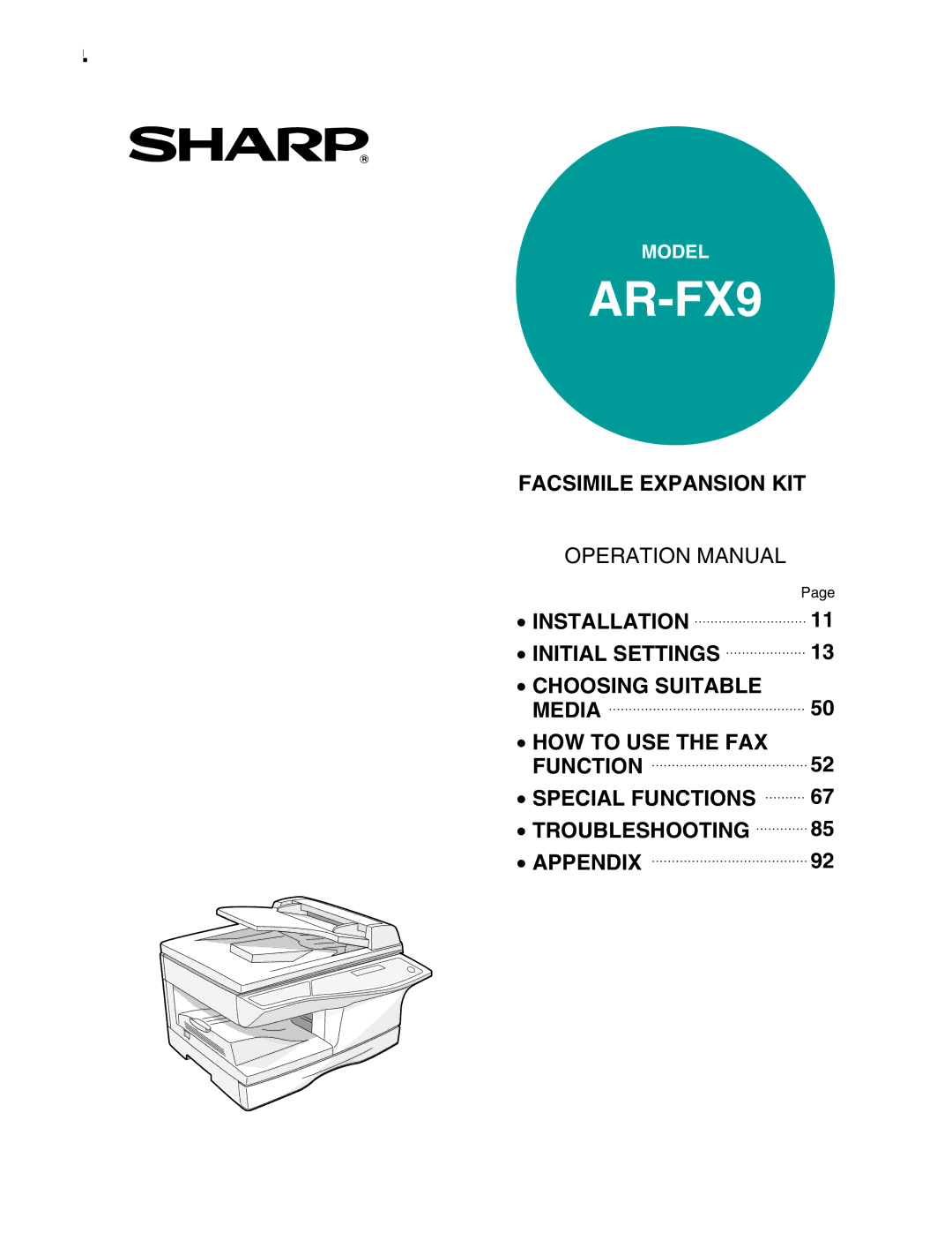 Sharp AR-FX9 appendix 