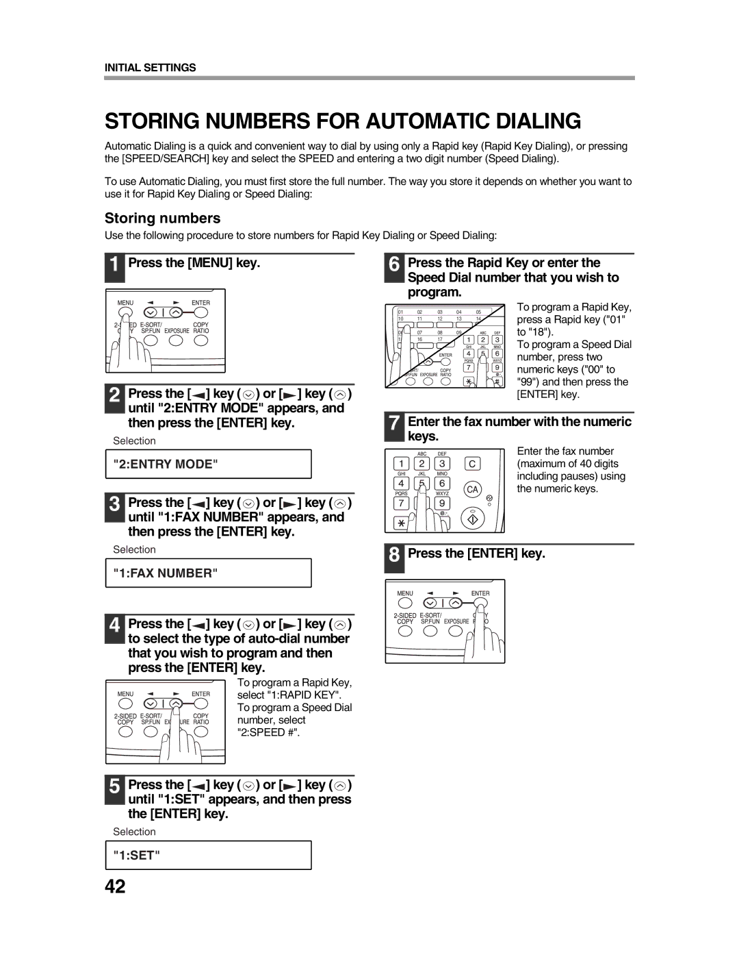 Sharp AR-FX9 appendix Storing Numbers for Automatic Dialing, Storing numbers 