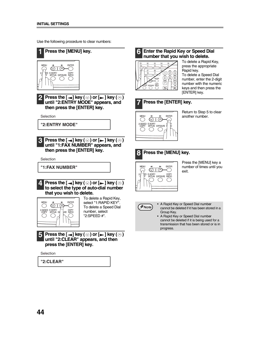 Sharp AR-FX9 That you wish to delete, Use the following procedure to clear numbers, Return to to clear another number 