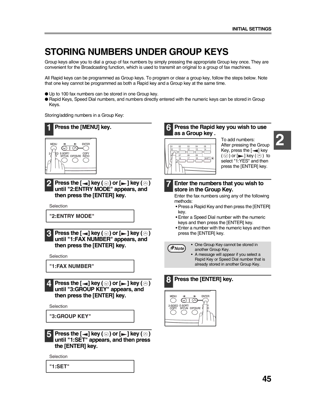 Sharp AR-FX9 appendix Storing Numbers Under Group Keys, Enter the numbers that you wish to Store in the Group Key 