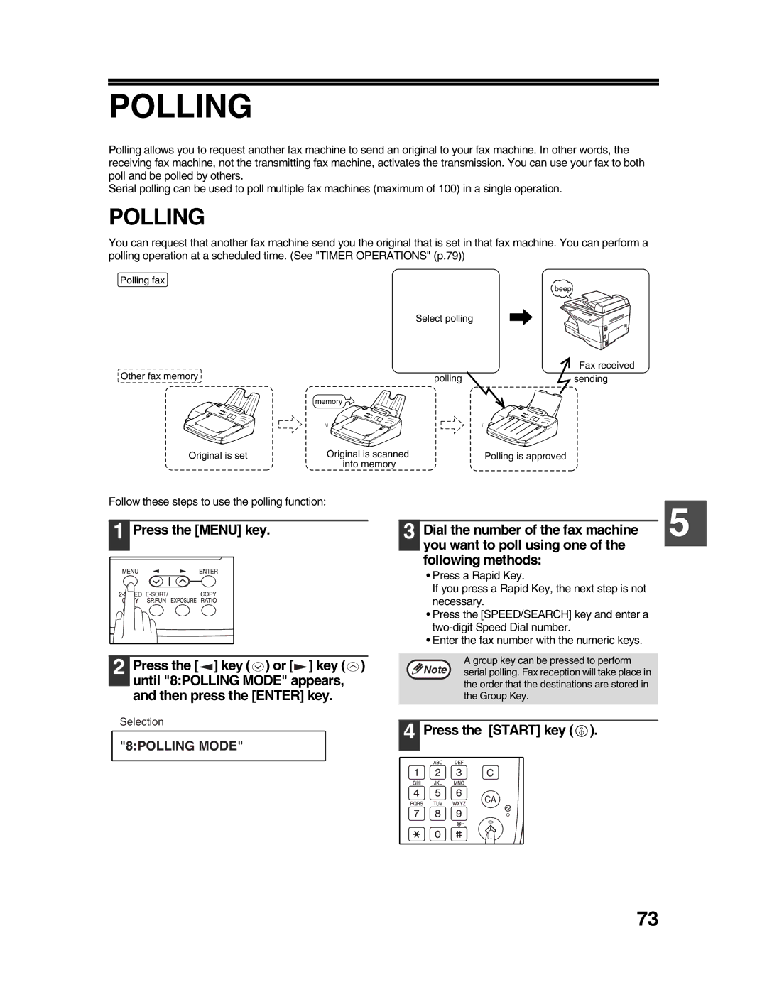 Sharp AR-FX9 appendix Polling, Dial the number of the fax machine, You want to poll using one of the following methods 