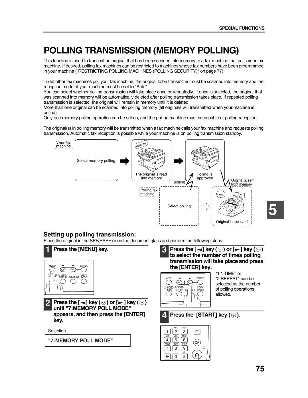 Sharp AR-FX9 appendix Polling Transmission Memory Polling, Setting up polling transmission 